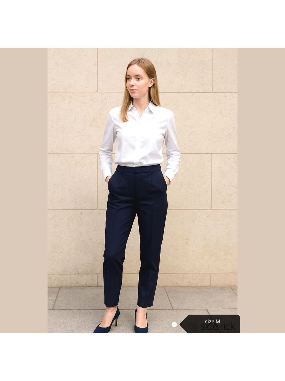 Vintage 90s High Waisted Wool Navy Blue Pants Trousers